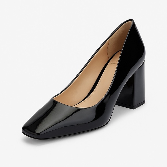 Marc Fisher LTD Black Patent Leather Pumps Women’s 8.5M | Square Toe Block Heel - Picture 1 of 7